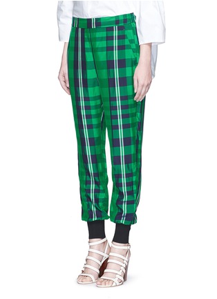 正面 - 点击放大 - STELLA MCCARTNEY - 格纹印花缎面休闲长裤