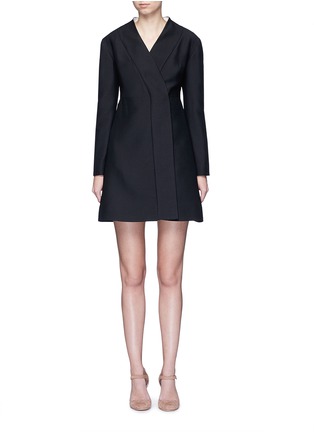 细节 - 点击放大 - VALENTINO GARAVANI - 蝴蝶结腰带羊毛混丝和服式连衣裙