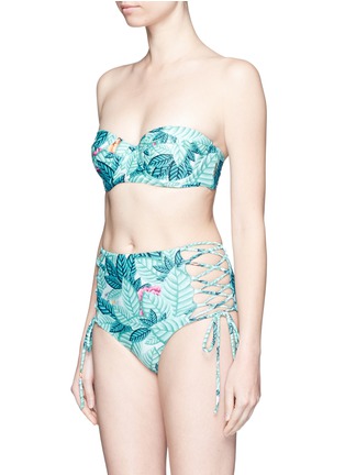 细节 - 点击放大 - MARA HOFFMAN - Bandeau 花叶印花系带文胸式泳衣