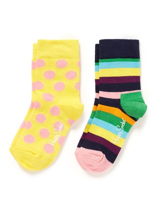首图 - 点击放大 - HAPPY SOCKS - Big dot and stripe kids socks 2-pair pack