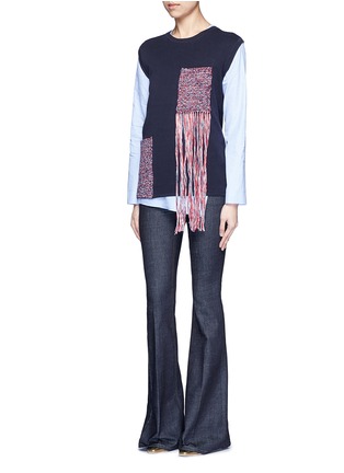 模特儿示范图 - 点击放大 - RHIÉ - 混色口袋流苏针织背心