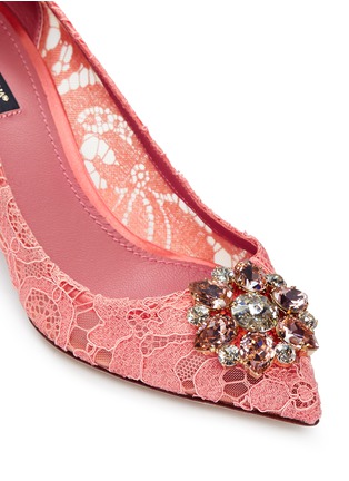 细节 - 点击放大 - DOLCE & GABBANA - BELLUCCI仿水晶装饰蕾丝中跟鞋