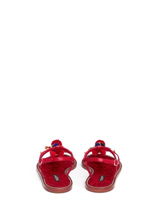 背面 - 点击放大 - DOLCE & GABBANA - 绒球花卉装饰平底凉鞋