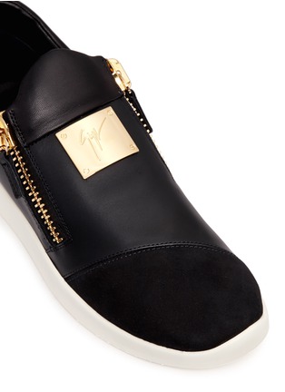 细节 - 点击放大 - 73426 - SINGLE绒面拼接真皮运动鞋