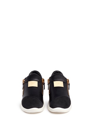 正面 -点击放大 - 73426 - SINGLE绒面拼接真皮运动鞋