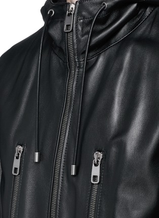 细节 - 点击放大 - DOLCE & GABBANA - 羊皮连帽拉链外套