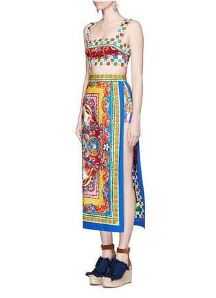 模特示范图 - 点击放大 - DOLCE & GABBANA - 西西里马车印花抹胸式上衣