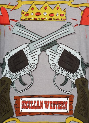 细节 - 点击放大 - DOLCE & GABBANA - 手枪图案不修边纯棉T恤