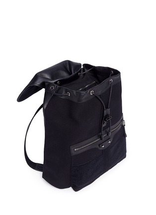 细节 - 点击放大 - BALENCIAGA - Traveller小号帆布拼接真皮双肩背包