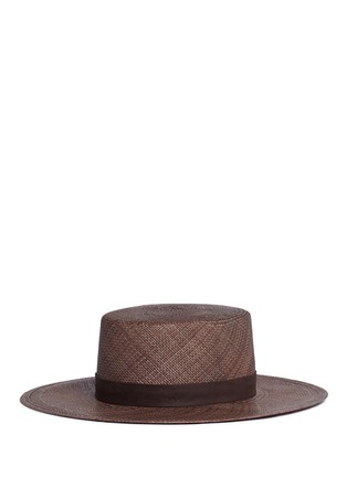模特儿示范图 - 点击放大 - JANESSA LEONÉ - CAROLINA真皮帽带装饰草帽