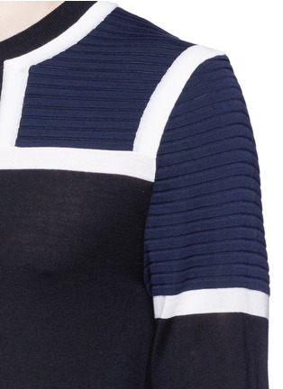 细节 - 点击放大 - NEIL BARRETT - 拼色条纹羊毛针织衫