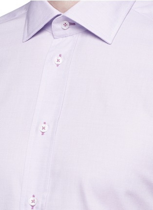 细节 - 点击放大 - ARMANI COLLEZIONI - 修身横纹提花纯棉衬衫