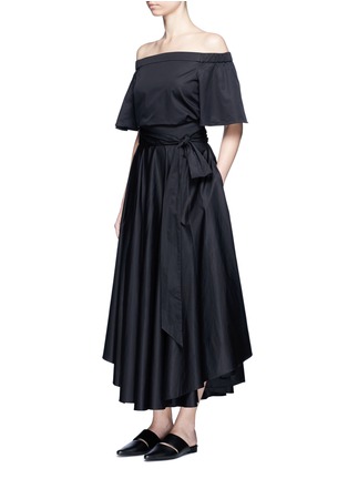 模特示范图 - 点击放大 - TIBI - 扭结装饰褶裥开衩半身裙