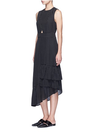 模特示范图 - 点击放大 - TIBI - ESTRELLA星形印花层次荷叶边连衣裙