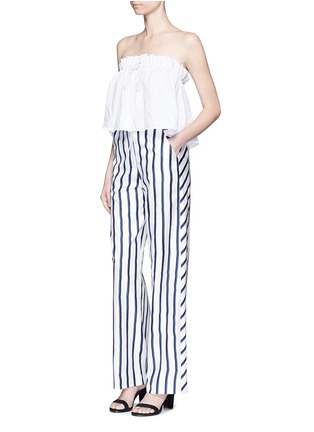模特示范图 - 点击放大 - NICHOLAS - 竖条纹真丝阔腿裤