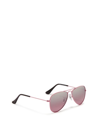 模特示范图 - 点击放大 - RAY-BAN - 'Aviator Junior' metal frame mirror sunglasses