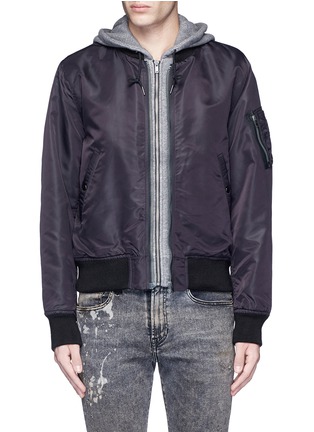 首图 - 点击放大 - R13 - 拼接夹棉连帽飞行员夹克