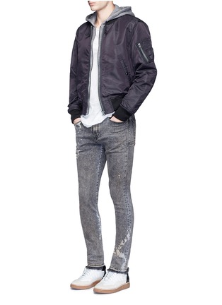 模特儿示范图 - 点击放大 - R13 - 拼接夹棉连帽飞行员夹克