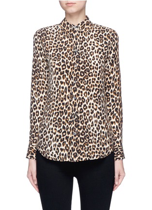 细节 - 点击放大 - EQUIPMENT - x Kate Moss SLIM SIGNATURE领带装饰豹纹真丝衬衫
