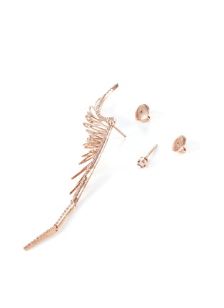 细节 - 点击放大 - CRISTINAORTIZ - Diamond 9k gold mismatched feather earrings