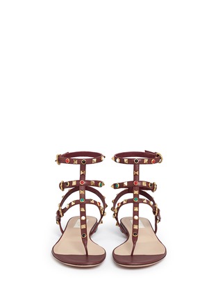 正面 - 点击放大 - VALENTINO GARAVANI - 铆钉仿宝石罗马款平底凉鞋