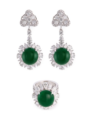 首图 - 点击放大 - SAMUEL KUNG - Diamond jade 18k gold earrings and ring set