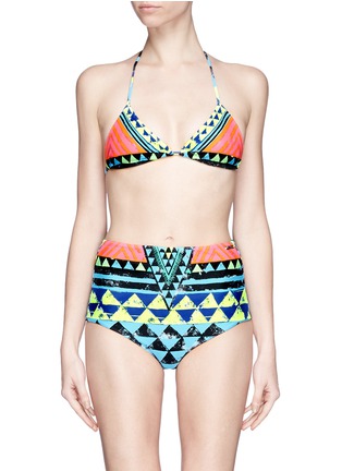 首图 - 点击放大 - MARA HOFFMAN - Geometric tribal print reversible triangle bikini top