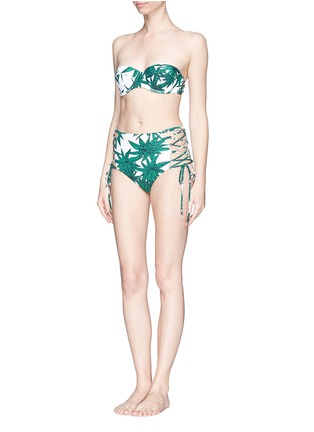 模特示范图 - 点击放大 - MARA HOFFMAN - 'Harvest' reversible lace up high waist bikini bottoms
