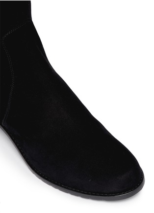 细节 - 点击放大 - STUART WEITZMAN - RESERVE弹力拼贴绒面皮过膝长靴