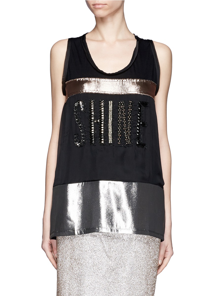 拼贴铆钉字母背心