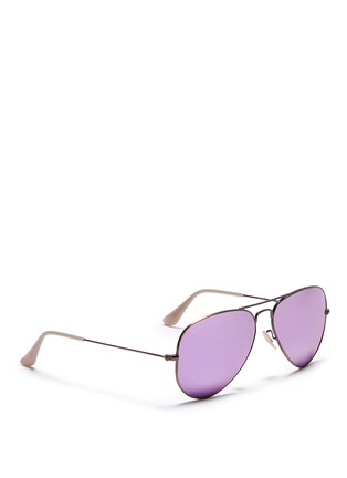 模特示范图 - 点击放大 - RAY-BAN - 'Aviator Flash Lenses' metal sunglasses
