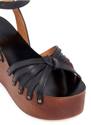 细节 - 点击放大 - ISABEL MARANT ÉTOILE - ZIA蝴蝶结饰牛皮坡跟凉鞋