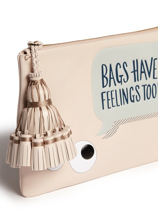 细节 - 点击放大 - ANYA HINDMARCH - 'Georgiana Bags Have Feelings Too!' capra leather clutch