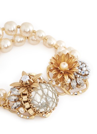 细节 - 点击放大 - MIRIAM HASKELL - 花卉水晶双排珍珠手链