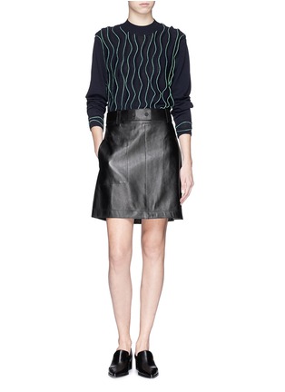 模特示范图 - 点击放大 - 3.1 PHILLIP LIM - Leather A-line skirt