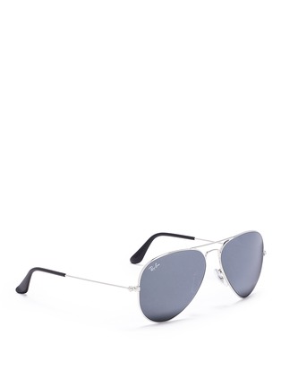 模特儿示范图 - 点击放大 - RAY-BAN - 'Aviator Mirror' metal sunglasses