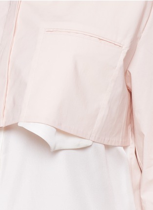 细节 - 点击放大 - 3.1 PHILLIP LIM - Collarless layer silk-cotton combo shirt