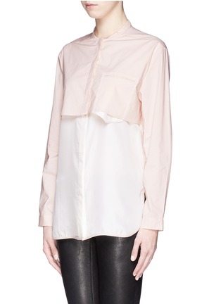 正面 -点击放大 - 3.1 PHILLIP LIM - Collarless layer silk-cotton combo shirt