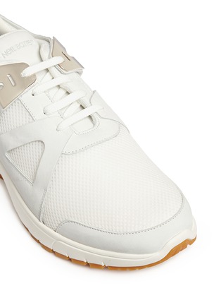 细节 - 点击放大 - NEIL BARRETT - MOLECULAR网眼绒面皮拼接球鞋