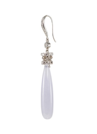 模特儿示范图 - 点击放大 - SAMUEL KUNG - Diamond 18k white gold jade drop earrings