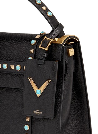 细节 - 点击放大 - VALENTINO GARAVANI - MY ROCKSTUD铆钉及仿宝石装饰荔枝纹牛皮手提包