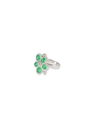 模特儿示范图 - 点击放大 - SAMUEL KUNG - Diamond jade 18k white gold floral ring