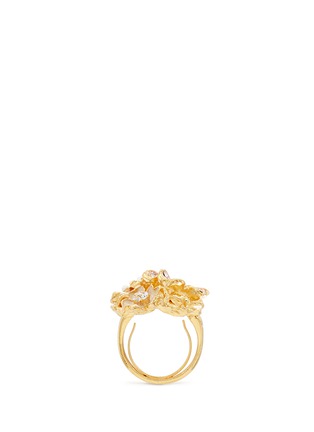模特示范图 - 点击放大 - KENNETH JAY LANE - 花卉造型仿水晶珍珠戒指