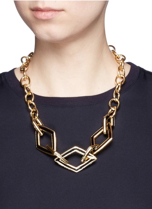 模特示范图 - 点击放大 - KENNETH JAY LANE - 菱形链条装饰项链