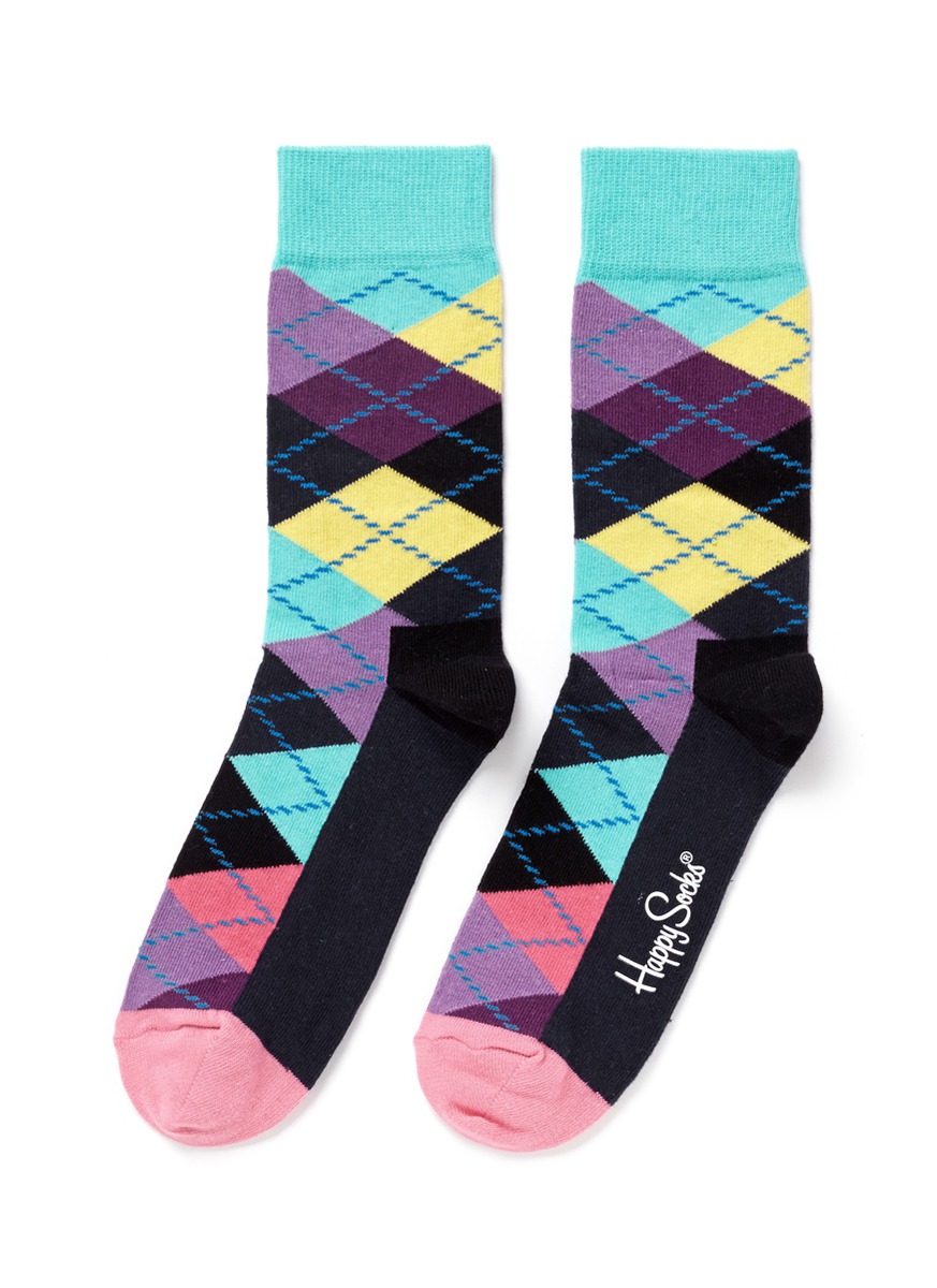 彩色菱形花纹袜子