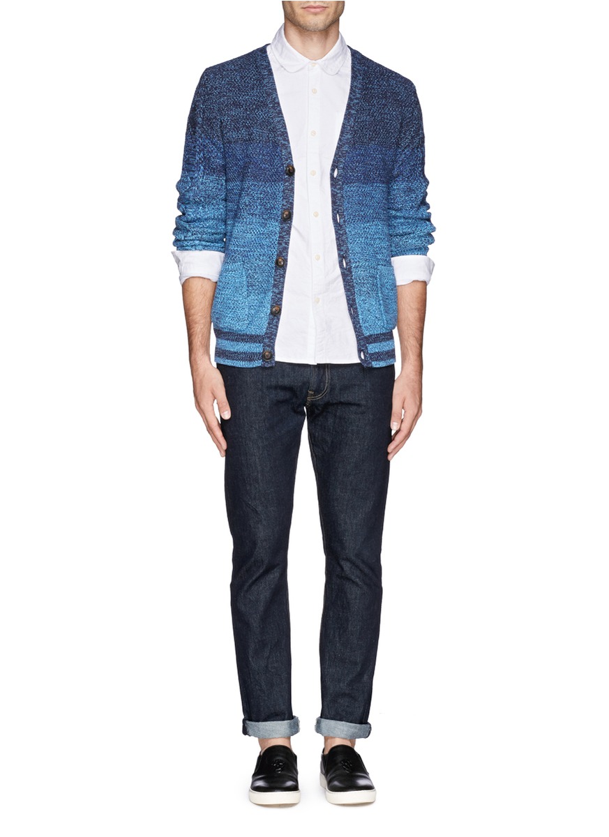 scotch & soda - 渐变色纯棉针织开衫 | 蓝色 羊毛开衫 针织衫 | 男装