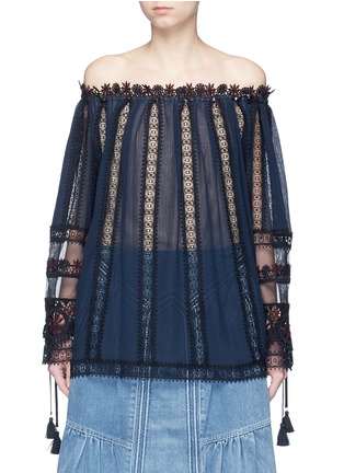 首图 - 点击放大 - CHLOÉ - 钩花蕾丝拼贴露肩上衣