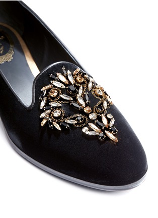 细节 - 点击放大 - RENÉ CAOVILLA - 仿水晶天鹅绒平底鞋