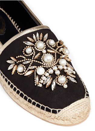 细节 - 点击放大 - RENÉ CAOVILLA - 仿水晶人造珍珠装饰麻编便鞋