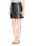 正面 - 点击放大 - THEORY - 'Strailia' contrast binding leather skirt